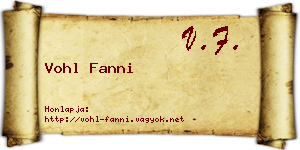Vohl Fanni névjegykártya